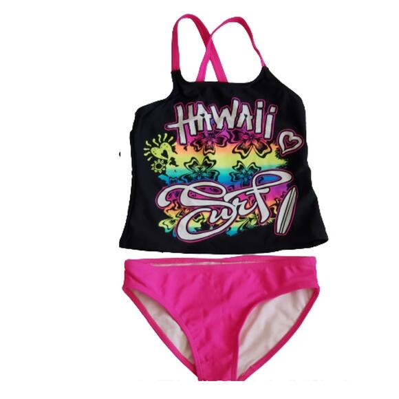 2 FOR $5 SALE Girl's Ocean Pacific Pink And Black Tankini Set Size XS - Picture 10 of 10